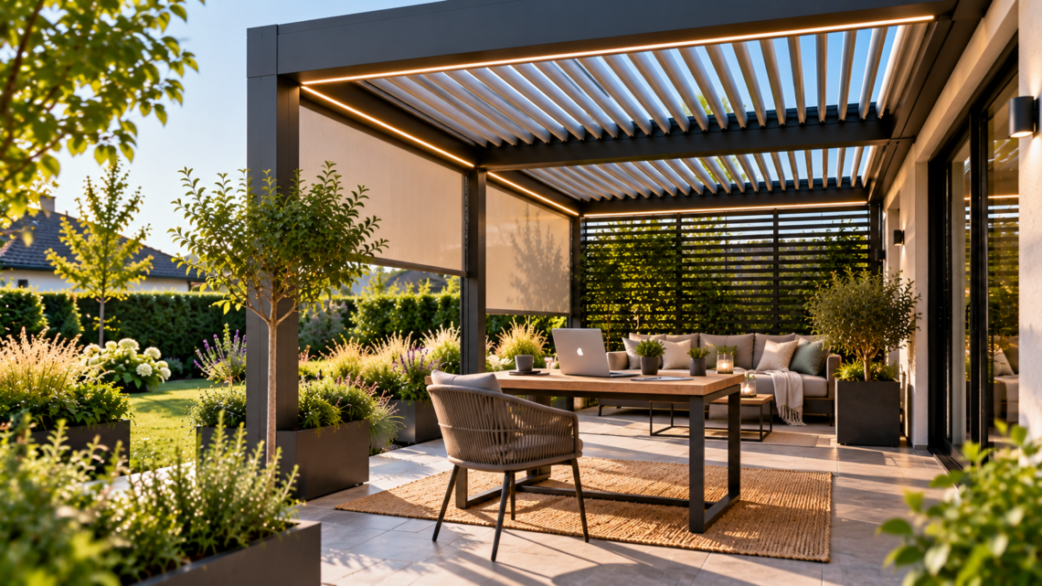Pergola aus Polen mit Montage – wie plant man eine Terrasse als geschützten Arbeitsplatz im Freien?